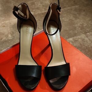 Aldo Black Ankle Strap Heels